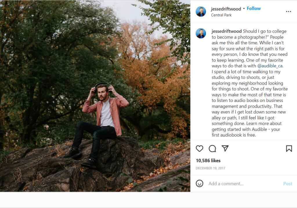 influencer social media account