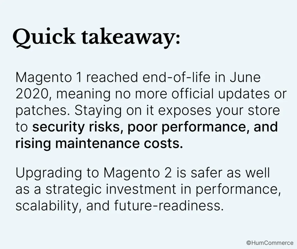 An image displaying an update related to Magento 1.