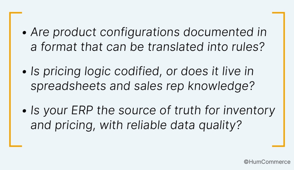 Bullet list describing how CPQ tools streamline B2B quoting with self configuration real time pricing automated approvals and faster order flows