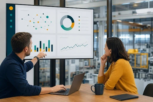 A cover image of a blog that talks about - How AI Helps B2B Customers Decide What to Buy